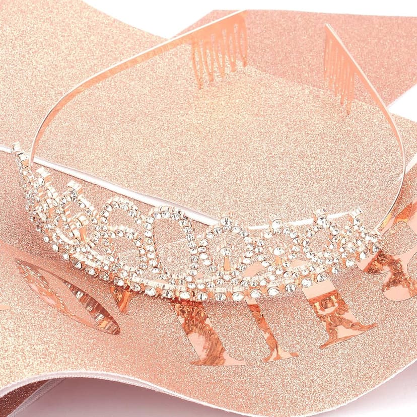 Casoty 60th Birthday Sash and Tiara for Women, 60th Birthday Decorations Women, Rose Gold 60th Crown and "60 & Fabulous" Sash Set, 60 Birthday Decorations for Women, 60th Birthday Gifts for Women