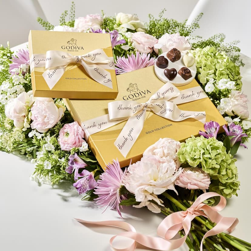 Godiva Chocolatier Thank You Ribbon 36-Piece Assorted Chocolate Gift Box – Gourmet Chocolate Candy Variety Pack – Dark Caramel, Milk Chocolate, Nuts– Gift Basket Father’s Day, Birthday and Anniversary