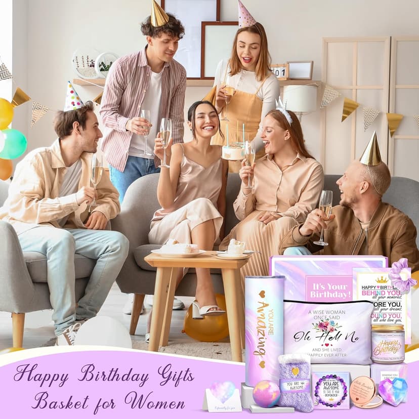 Happy Birthday Gifts for Women, Best Friend Birthday Gifts Basket for Girls Her Daughter Niece Granddaughter Female Sister Mom Coworker, Spa Gift Basket for Women