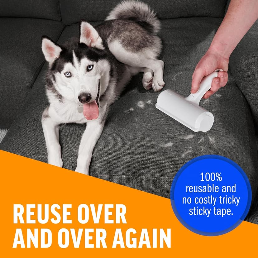 ChomChom Roller Pet Hair Remover – Original Size Reusable Lint Roller for Cat & Dog Hair on Furniture, Couch, Carpet, Car, Rugs & Bedding – Portable, Eco-Friendly (White) B00BAGTNAQ