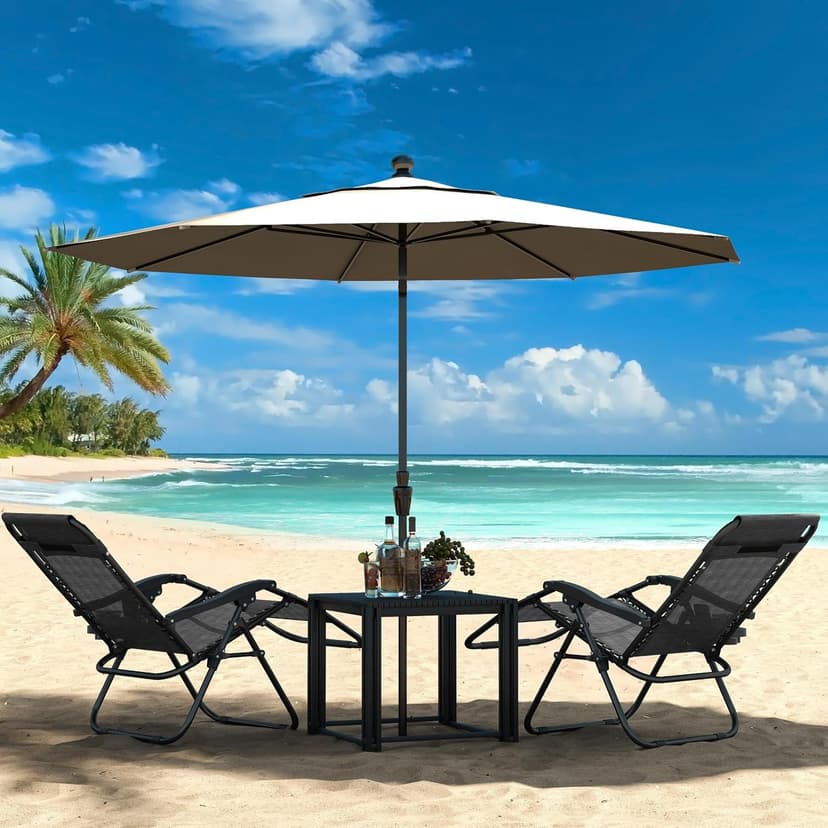 Yaheetech Zero Gravity Recliners Outdoor Adjustable Folding Reclining Lounge Chairs w/Pillows, Cup Holder Trays and Carry Strap for Patio Backyard Beach Gray Set of 2