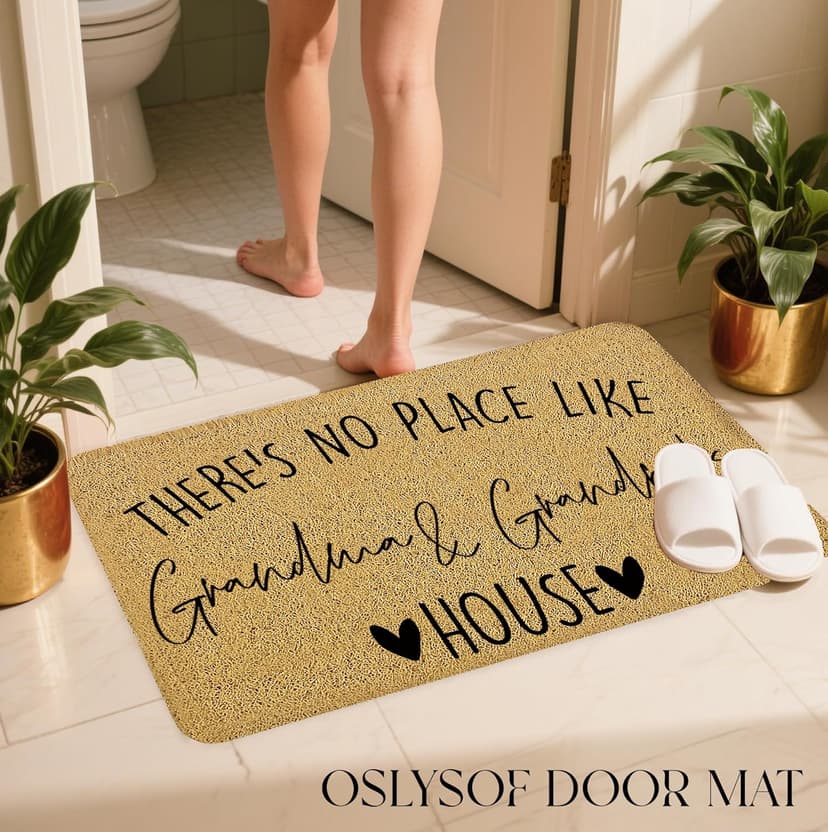 Grandma Grandpa Gifts Door Mat, Grandma and Grandpa's House Funny Doormat for Front Door Indoor Outdoor Porch Entrance Entryway, Gifts for Grandparents Welcome Mat Outside, 17x30 Inches