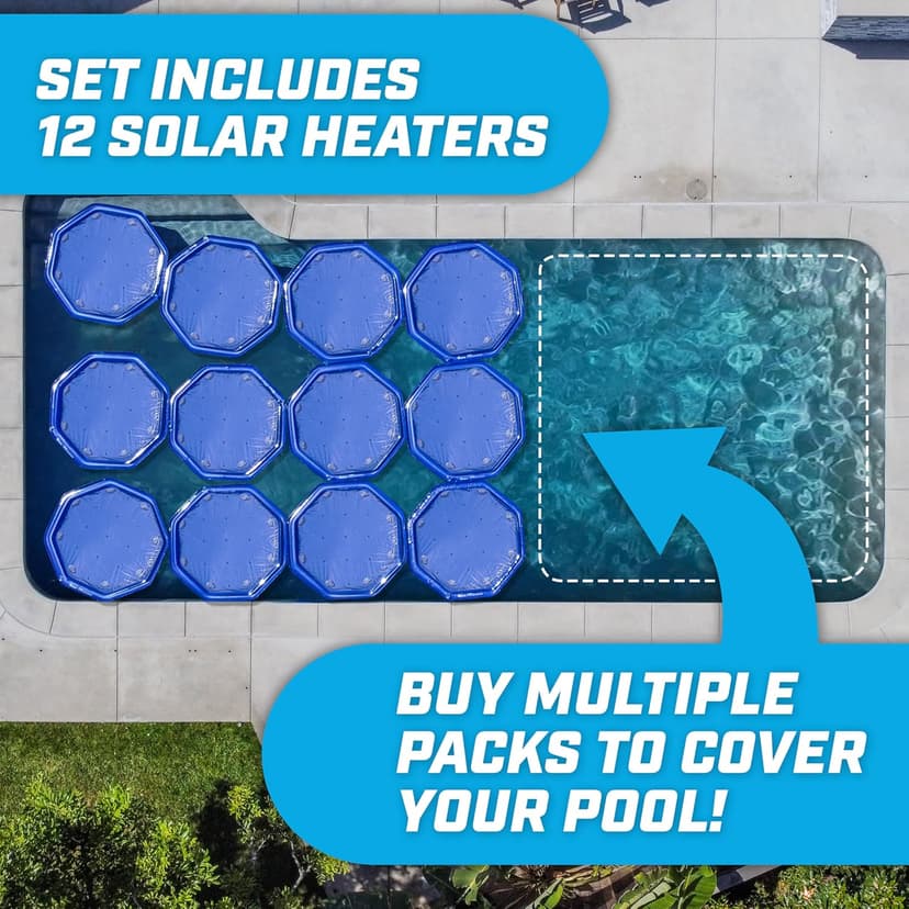 GoFloats V2 Inflatable Solar Pool Heaters for Affordable Pool Heating and Insulation - 12 Pack