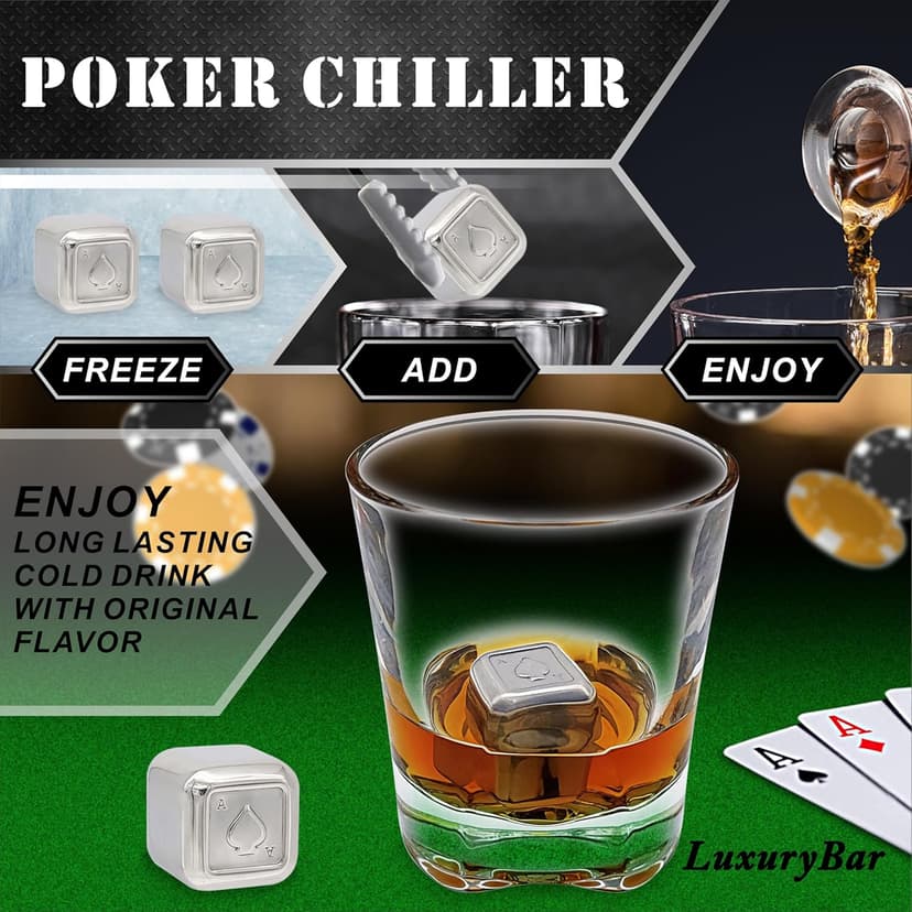 Poker Whiskey Decanter Sets for Men, 27oz Whiskey Decanter Set with Tray, Spout & Stones,Casino Liquor Decanter Dispenser Decanters for Alcohol Tequila Decanter Bourbon Gifts for Men Dad Him Husband