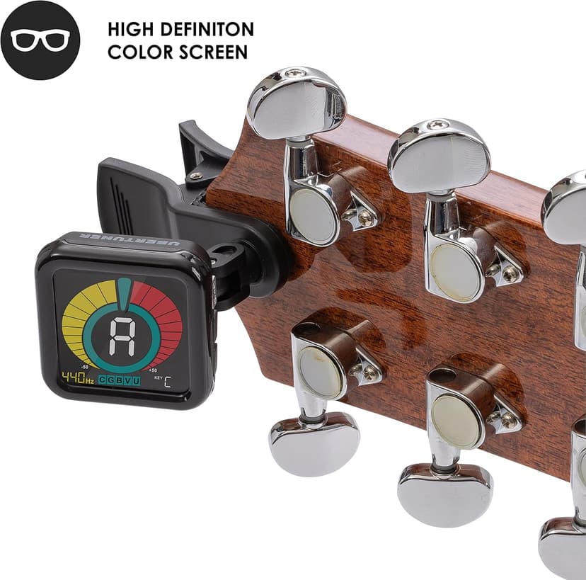 KLIQ UberTuner, Professional Clip-On Tuner for Guitar, Bass, Ukulele, Violin, Mandolin, Banjo & All Instruments, Fast & Accurate Chromatic Tuning with Multi-Key Modes, Black