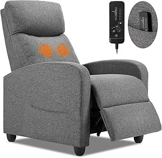 Sweetcrispy Massage Recliner Chair for Adults, Adjustable Home Theater Seating with Lumbar Support for Living Room, Modern Fabric Reclining, Grey