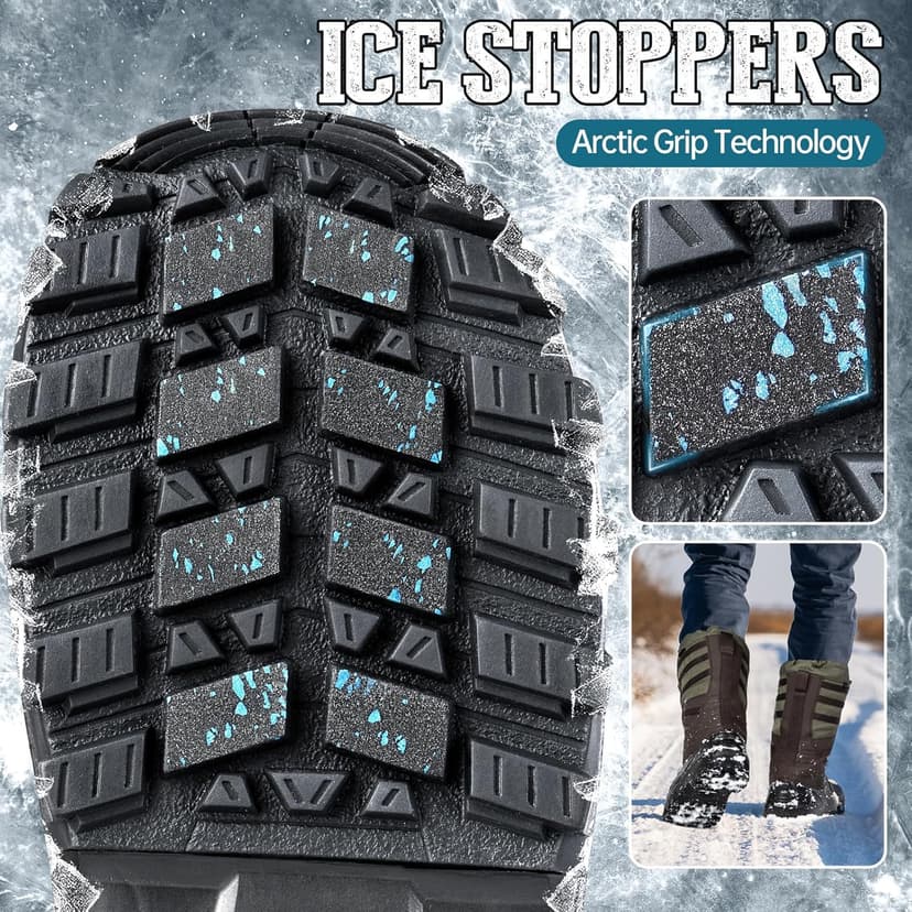 FREE SOLDIER Snow Boots for Men Waterproof Anti-slip 3M Lining Lightweight Tall Outdoor Warm Winter Work Boots