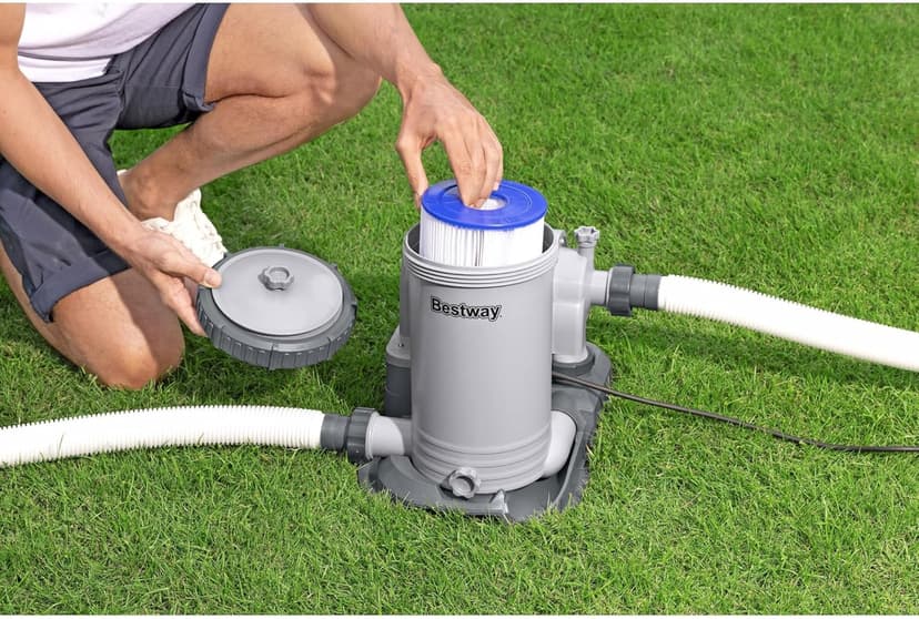 Bestway 2,500 GPH Filter Pump for Above Ground Swimming Pool with Type IV-B Cartridge, Adapter Accessories and Timer