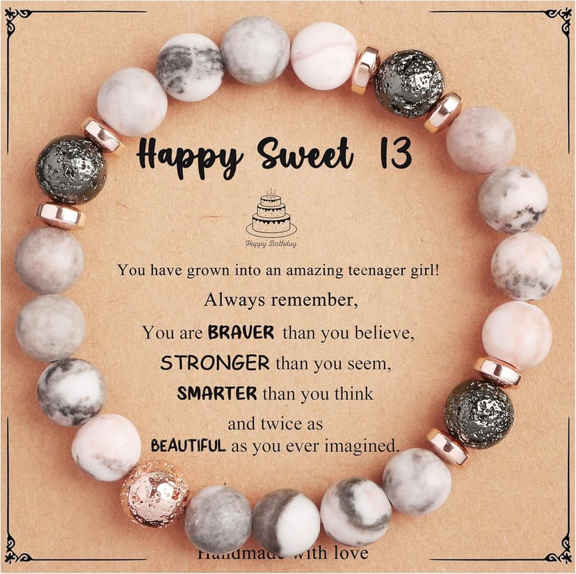 Yiyang 13th 16th 18th 21st 25th 30th 35th 40th 45th 50th 60th 65th 70th 75th 80th Birthday Gifts for Women, Natural Stone Bracelet Birthday Gifts for Women Mom Daughter Grandma Sister Coworker