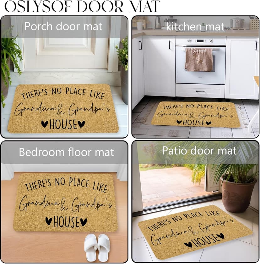 Grandma Grandpa Gifts Door Mat, Grandma and Grandpa's House Funny Doormat for Front Door Indoor Outdoor Porch Entrance Entryway, Gifts for Grandparents Welcome Mat Outside, 17x30 Inches