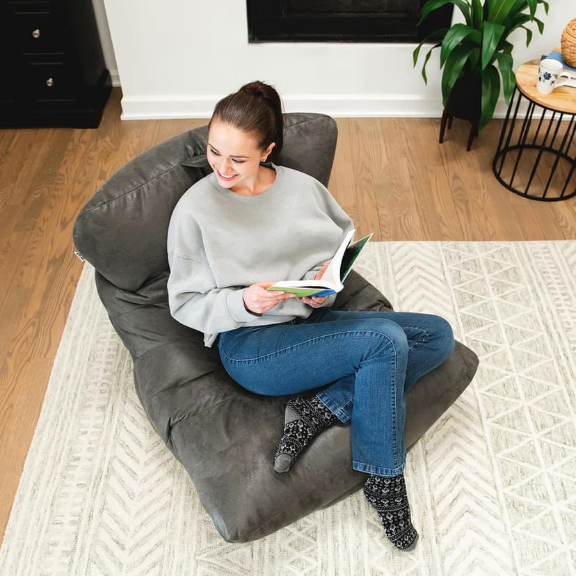 Big Joe Roma Gaming Bean Bag Chair for Kids, Teens, Adults, Shadow Graphite Vintage Suede, 3 Foot Lightweight Refillable