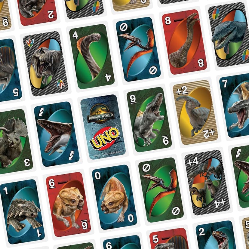 Mattel Games UNO Jurassic World Rebirth Card Game in a Collectible Tin for Kids, Adults & Family with Special Rule & Images Inspired by the Movie
