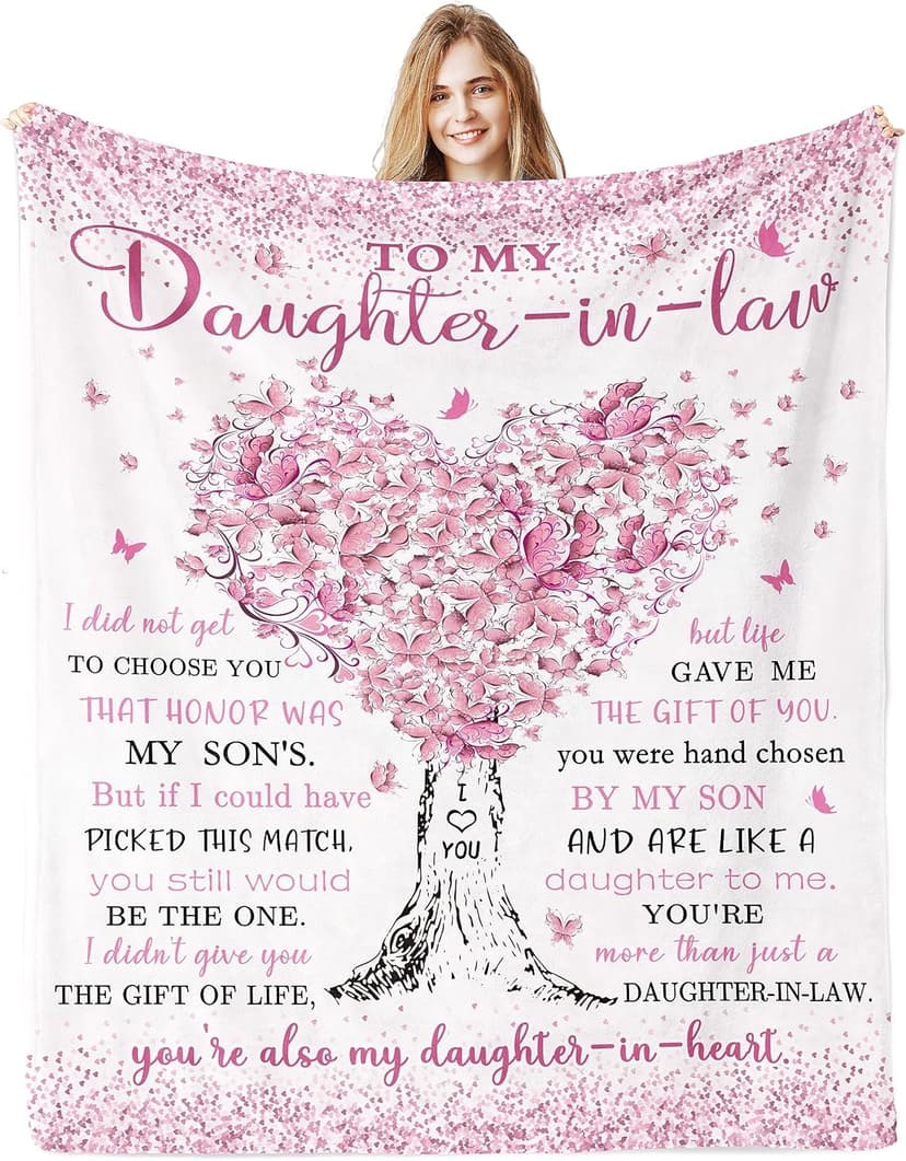 Daughter in Law Christmas Birthday Gifts from Mother Father in Law, Daughter in Law Gifts for Mothers Day Wedding Day Daughter in Law Gifts, Gifts for Daughter in Law Blanket 60"x50" B0CF9GRYX7