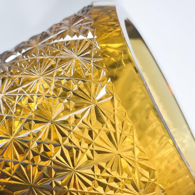 suigetsu Japanese Crystal Whiskey Glass, Cut Crystal Pattern, Luxury Cocktail Glassware (Amber)