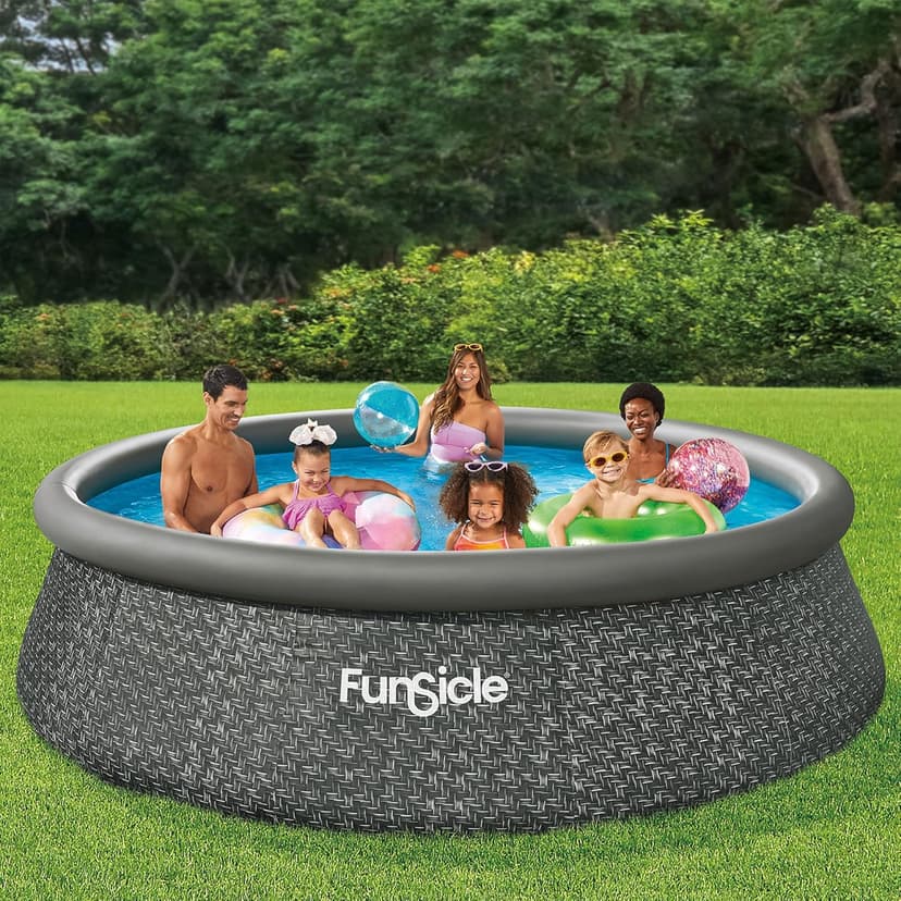 Funsicle Quickset 12ft x 36in Round Inflatable Above Ground Swimming Pool with Filter Pump – Easy Setup with Top Ring Design