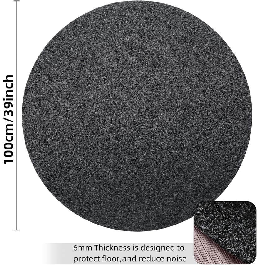 Office Chair Mat, Round Floor Mat for Home, 39inch Diameter Low Pile Heavy Duty Non Slip Multi-Purpose Desk Chair Mat Rug for Hardwood Tile Floor Carpets (Dark Grey)