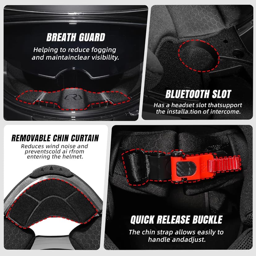 TRIANGLE Motorcycle Helmets Full face Helmet for Adults Men and Women Dual Visor with Internal Sunshield DOT Approved