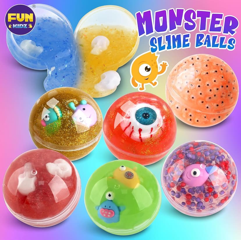Halloween Toy Monster Slime Kit for Girls Ages 6-12, FunKidz Glow in Dark Slime Making Kit for Kids Make Soft Slime Balls with Photochromic Powder Kid Ideal Party Gifts