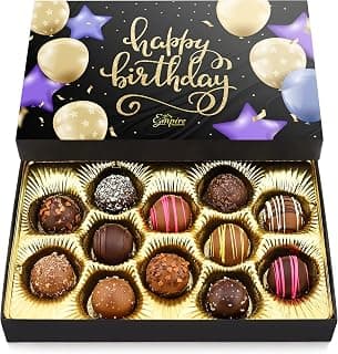 Happy Birthday Chocolates - 12 Assorted Milk & Dark Chocolate Truffles - Gourmet Box - Birthday Gifts for Women & Men, 6 oz B0BW4S8B7F