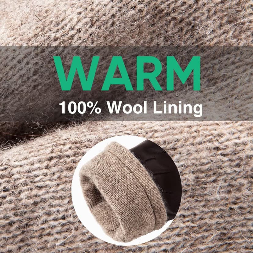 Alepo Winter PU Leather Gloves For Men, Warm Thermal Touchscreen Texting Typing Dress Driving Motorcycle Gloves Wool Lining