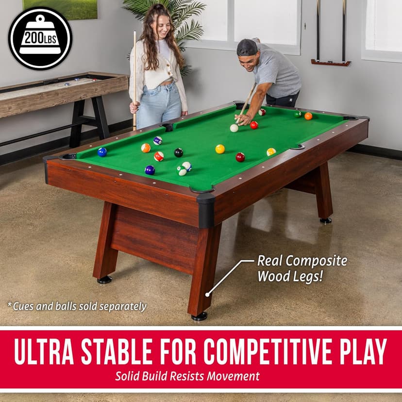 GoSports 7 and 8 ft Pool Tables with Wood Finish - Gray, Black, or Green Felt - Billiards Game Room Table for Adults & Family - Accessories Not Included