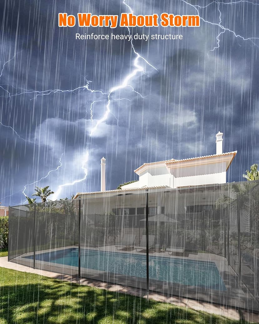 GraveeLife 4 ft x 108 ft Fence for Inground and Above Ground Pool, Mesh Pool Safety Fence with Stainless Steel Feet Outdoor Swimming Backyard Garden Pool Fencing, Black