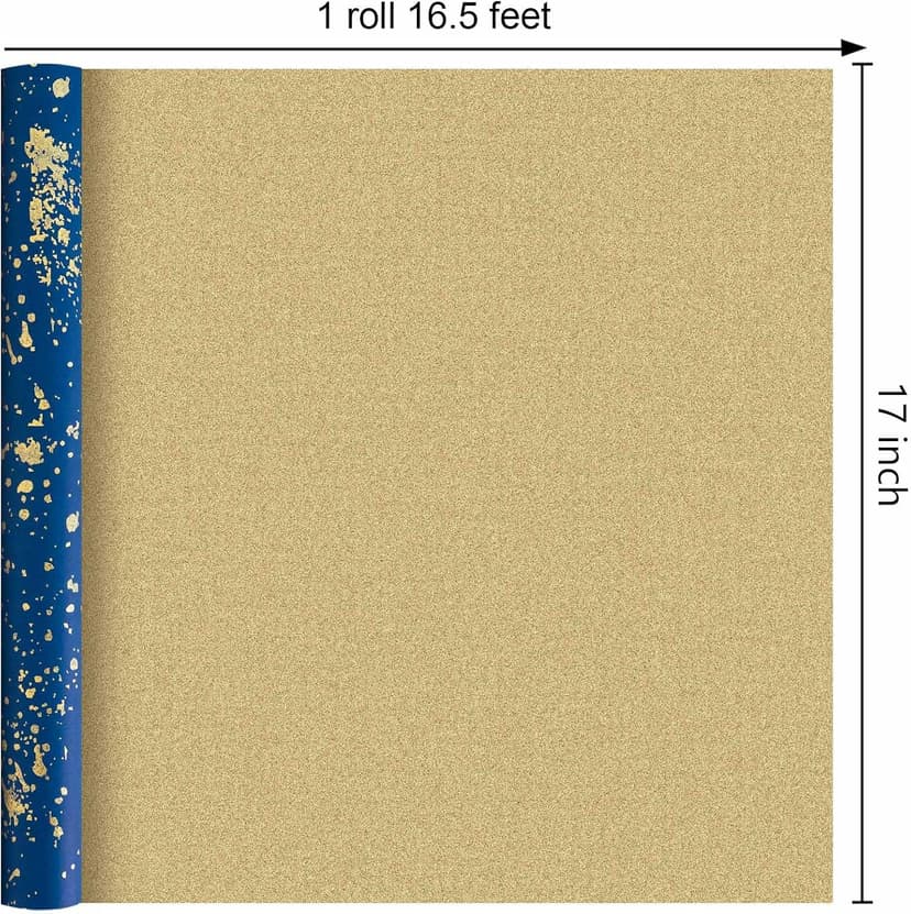 MAYPLUSS Navy Blue Wrapping Paper Roll, Reversible Gold gift Wrap with 3D Snowflake for Mens Boys Birthday Gift Wrap Graduation Fathers Day Anniversary Engagement 17 Inch x 16.5 Feet B0GHYHRJNY