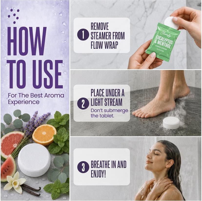 Cleverfy Shower Steamers Aromatherapy for Women and Men – Self-Care Shower Bombs for Stress Relief and Relaxation – 6 Tablets