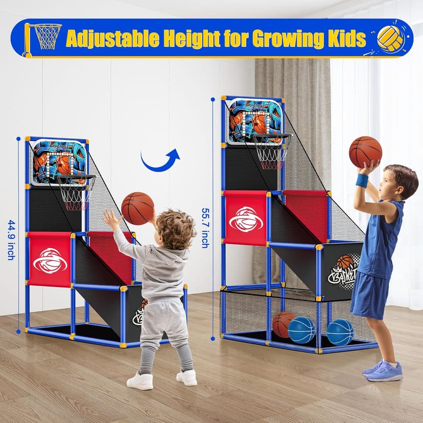 Kids Arcade Basketball Hoop Indoor Outdoor Single Shot Basketball Game for Toddler,Carnival Games Sport Gifts for Boys Girls Ages 3-8 Years Old,Ideal for Competition