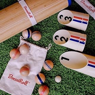 Yard Game – Modern Bocce Ball Set with Ramp & Targets | Portable BocceRoll Lawn Game for Backyard & Beach | Premium Wooden Bocce Game for Family & Party Play
