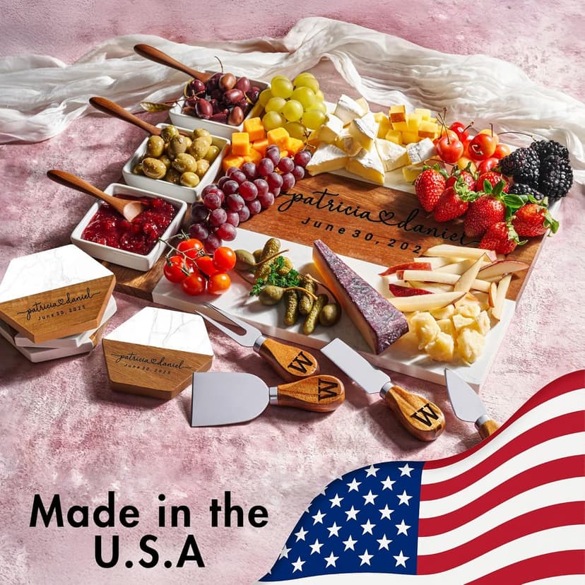 Personalized Charcuterie Board Gifts for Couples, Custom Wedding Gift Ideas, Cheese Board Engagement Gifts, Serving Tray Gift Set
