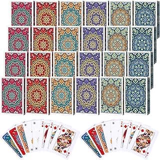Zubebe 24 Pack Decks of Nertz Card Game Bulk Standard Playing Cards Mandalas Theme Playing Card Multiplayer Solitaire Cards Compatible with Poker, Blackjack, Rummy, Go Fish, Bridge (6 Colors)