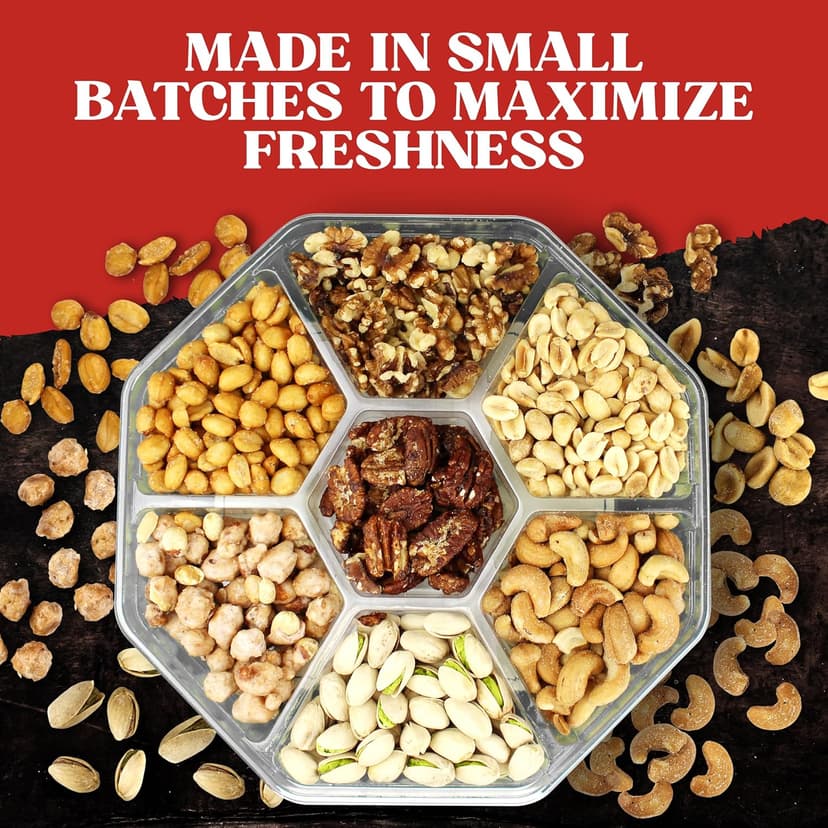 7 Sectional Platter With a Variety of Freshly Roasted Nuts, Beautifully Packaged Gift for Birthday Nuts Gift Basket B0CGVVR2H9