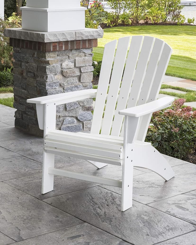 Polywood Nautical Curveback Adirondack Chair, HDPE Outdoor Patio Furniture for Deck, Pool, Garden, Made in USA