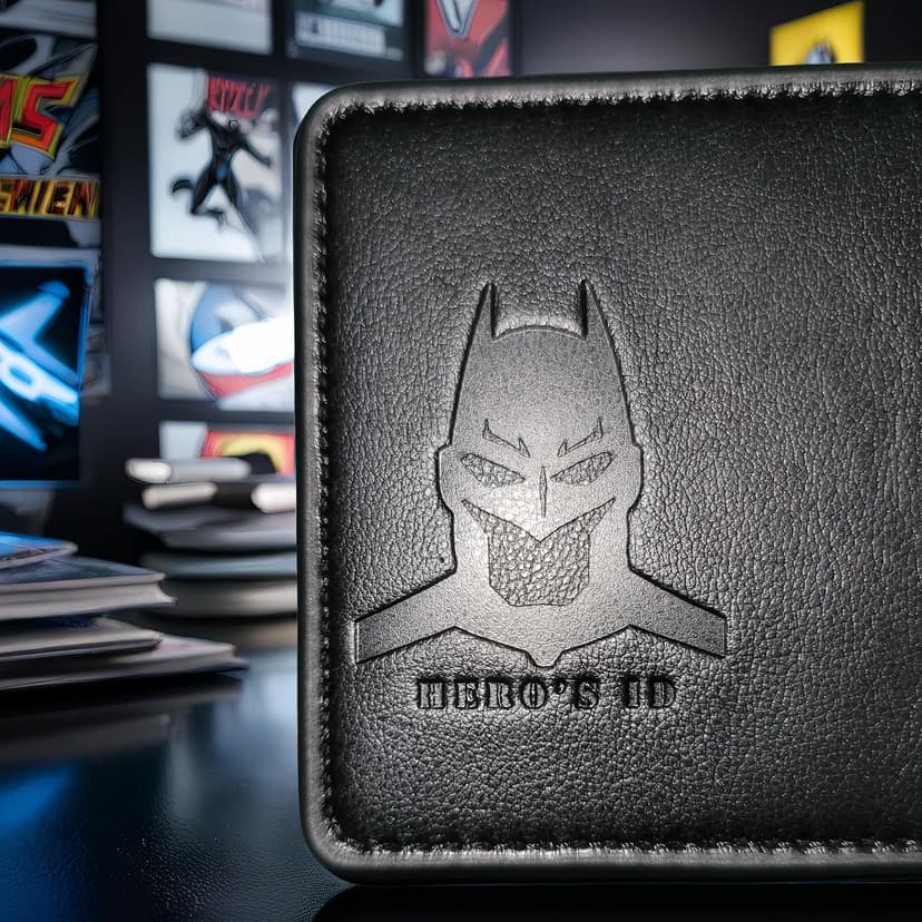 Leather Bat Wallet - Personalized wallet Man Woman, Superhero Mask - Slim Card Holder, Bat ID Heroic wallet- Unique Holiday Gift Birthday, Anniversary, for Dad, Husband, Boyfriend, Wife, Father's day