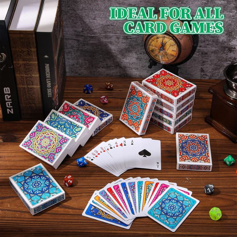 Zubebe 24 Pack Decks of Nertz Card Game Bulk Standard Playing Cards Mandalas Theme Playing Card Multiplayer Solitaire Cards Compatible with Poker, Blackjack, Rummy, Go Fish, Bridge (6 Colors)