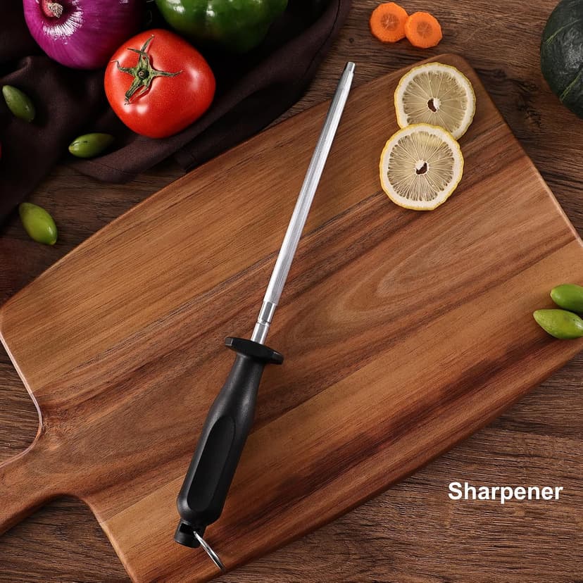 ROMANTICIST Kitchen Knife Sets, 10PCS High Carbon Stainless Steel Knife Sets with Block, Black Knife Block Set, Knives Set for Kitchen with Anti-slip Handle, Exquisite Knives Set New Home Essentials B0FL25YQ5J