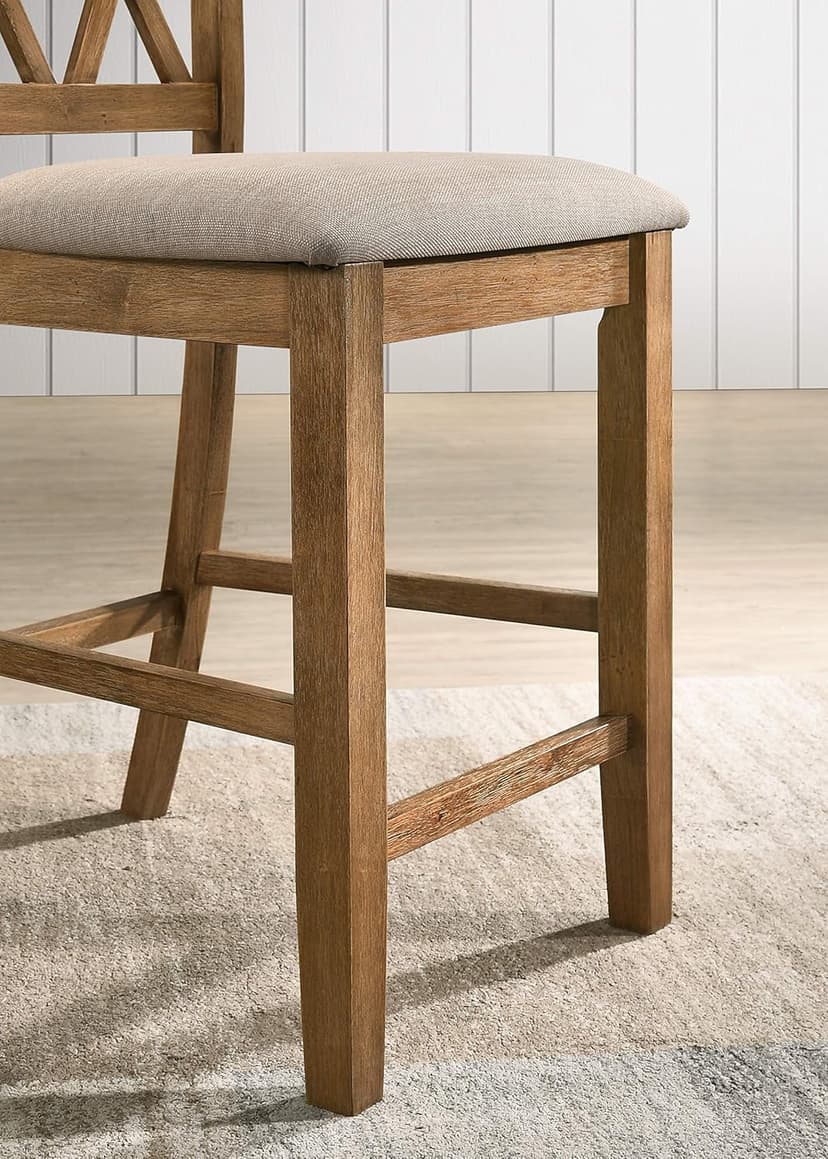 Windvale Fabric Upholstered Counter Height Dining Chairs, Set of 2, Cottage Oak