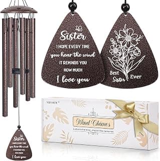 Best sister ever gift for women birthday christmas mother's day, sisters in law gift, sister gifts from brother, home decor Sister Gifts, 32" Bronze Wind Chimes, Sister's Birthday Gifts from Sisters B0FLDC4X15