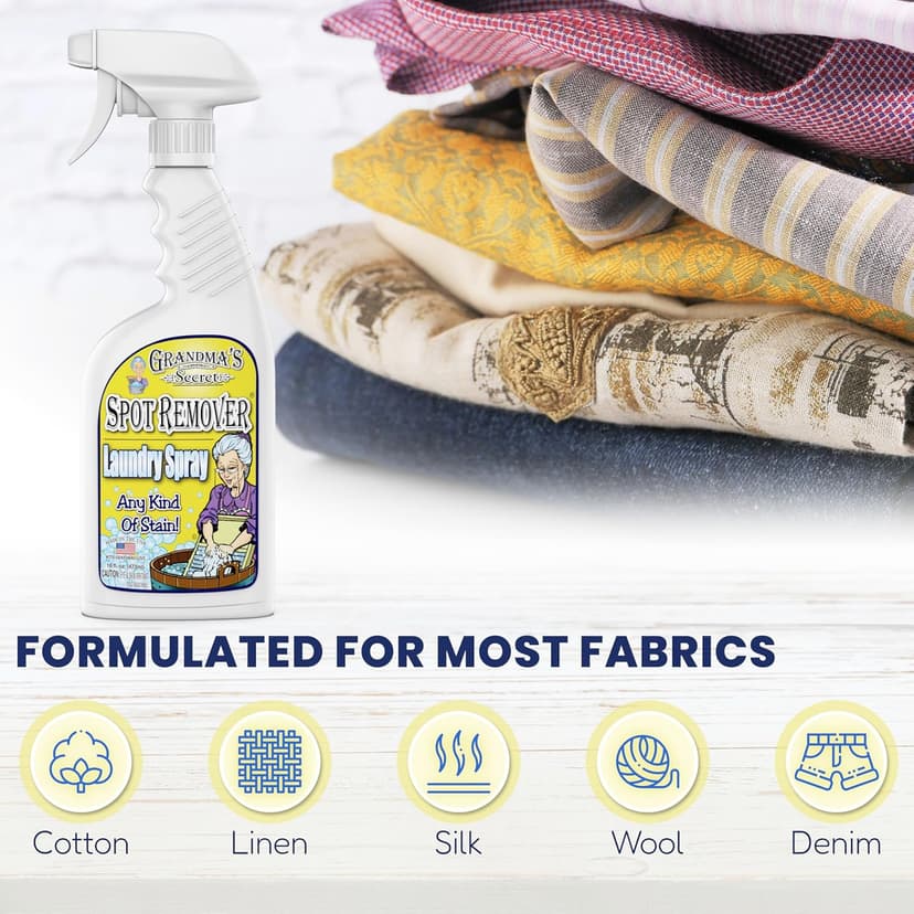 Grandma's Secret Spot Remover Laundry Spray - Chlorine, Bleach and Toxin-Free for Clothes - Fabric Stain Remover Removes Oil, Paint, Blood and Pet Stains - 16 oz & 2 oz Combo, DuoPack