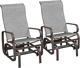 Yaheetech Outdoor Patio Glider, Rocking Lounge Chair with Sling Fabric and Steel Construction for Porch Patio Balcony Set of 2