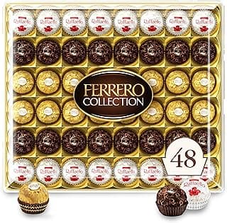 Ferrero Rocher Collection, Premium Gift Set, Hazelnut Milk Chocolate, Dark Chocolate and Coconut, 48 Count, 4.6 oz