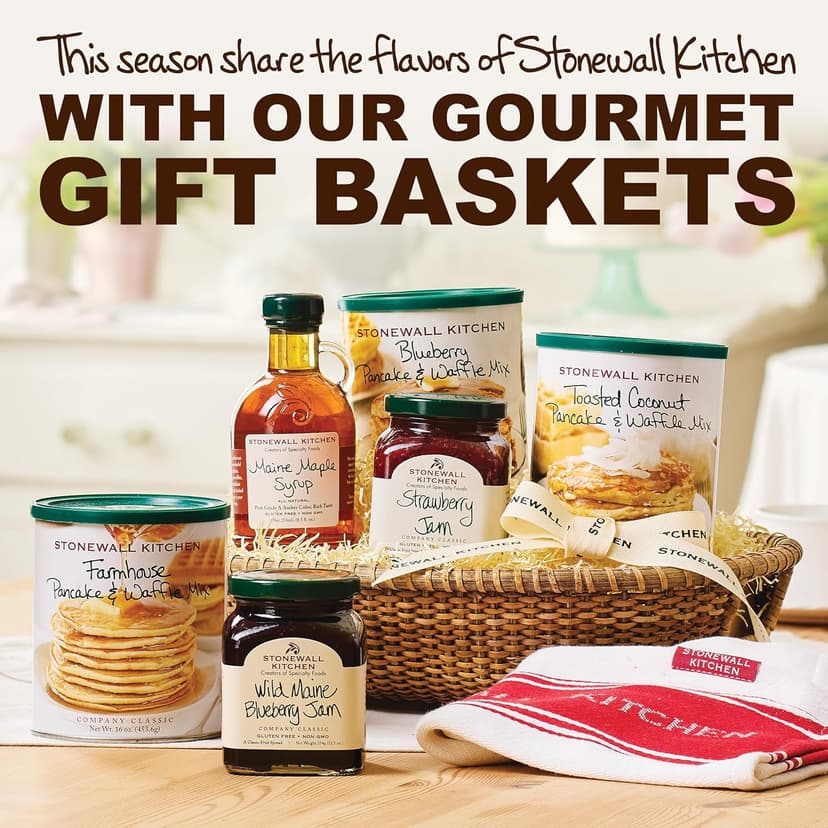 Stonewall Kitchen, New England Breakfast 6-Piece Gift Set with Reusable Basket