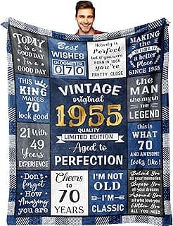 Ryubein 70th Birthday Gifts for Men, 70 Year Old Birthday Gifts for Men, Best Gifts for 70 Year Old Man, 1955 Birthday Gifts for Man, 70th Birthday Decorations Ideas Present Throw Blanket 50" X 60"