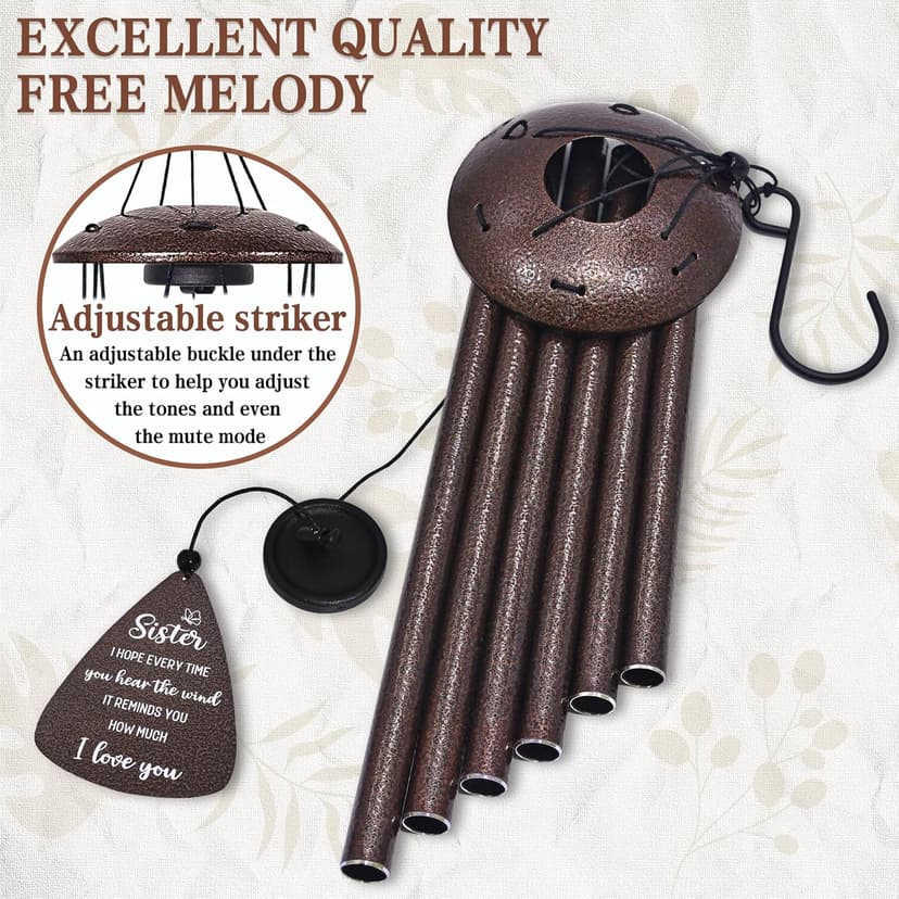 Best sister ever gift for women birthday christmas mother's day, sisters in law gift, sister gifts from brother, home decor Sister Gifts, 32" Bronze Wind Chimes, Sister's Birthday Gifts from Sisters B0FLDC4X15