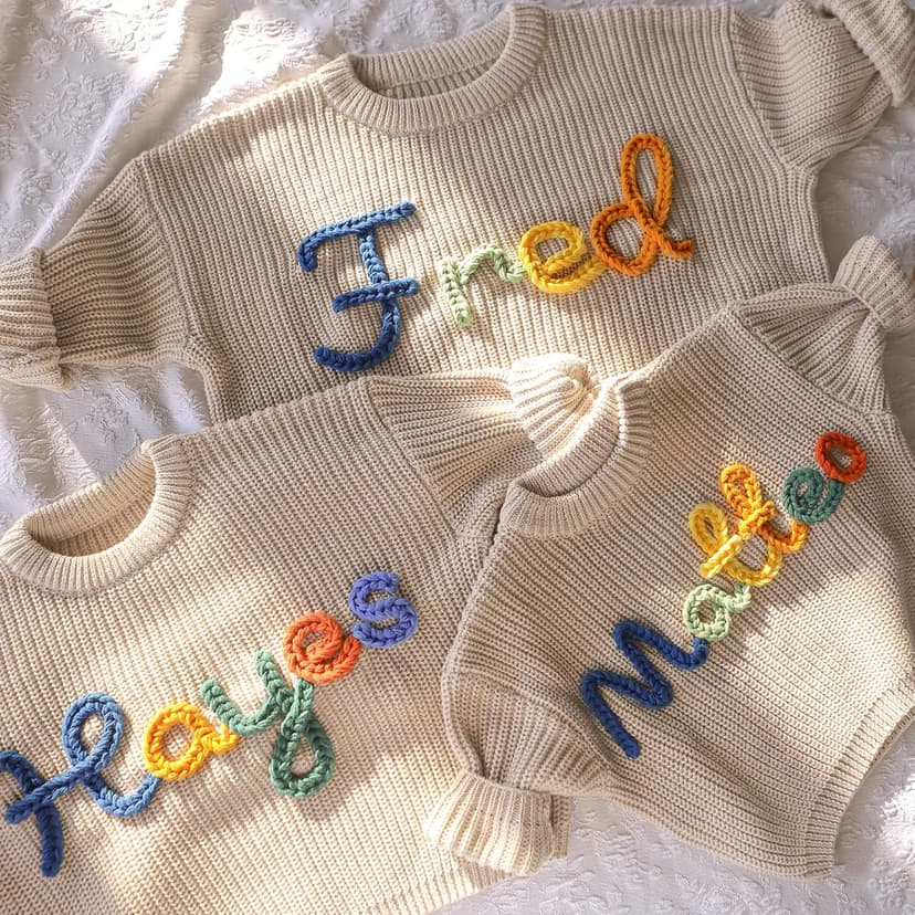 Personalized Baby Sweater with Name,One Birthday Gift,Custom Name Embroidered Knit Sweater,Newborn Baby Girl Boy Sweater,Monogrammed Newborn Gifts