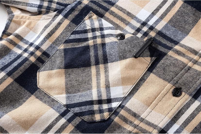 Big Tall, with Pocket, Adjustable Cuffs, Machine Wash, Business,Work, Office, Vacation, Graduation, Wedding, Party, Daily ZITY Men's Flannel Hoodie Shirts Casual Button Down Long Sleeve Plaid Shirt B0BB2JC2QX