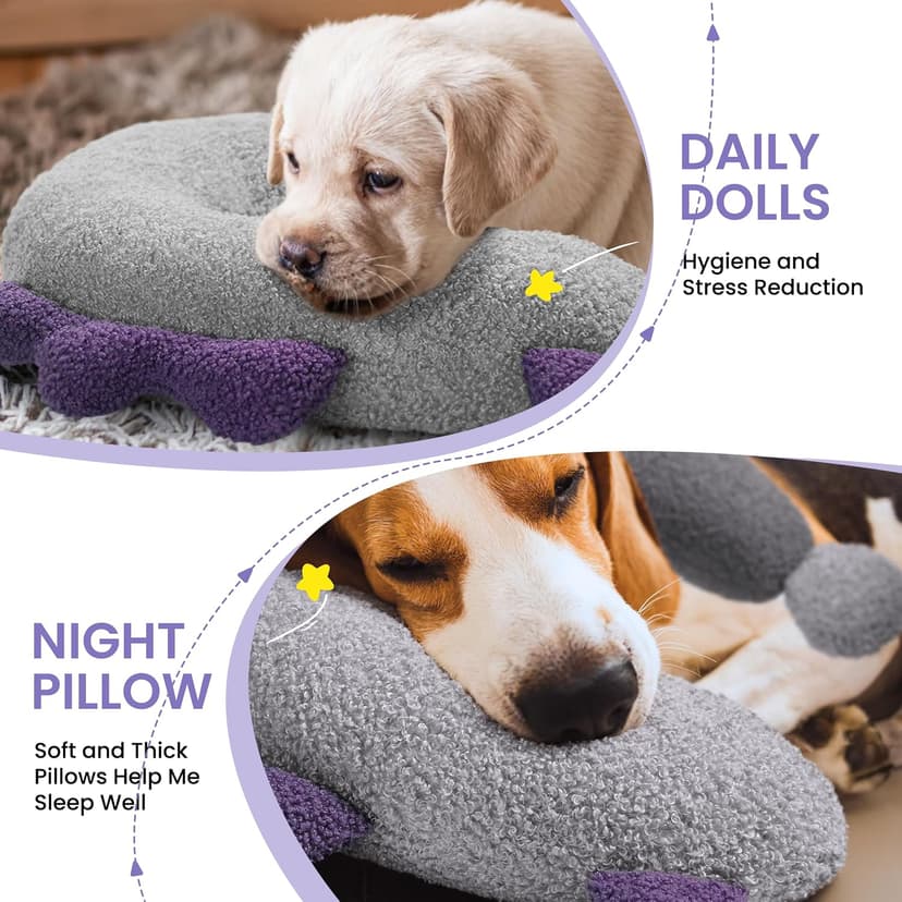 for Better Sleep, Reduces Anxiety, Gift for Small/Medium/Large Dogs and Cats HiPetpy Dog Calming Pillow-Soft Neck Pillow for Dogs, Washable Sleep Pillow B0DSW42LFY