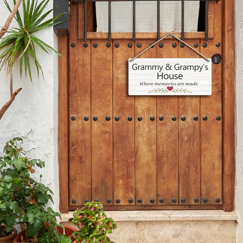 Grandma and Grandpa's House Hanging Wooden Signs 12x6, Grandma and Grandpa Gifts, Grandparents Gifts House Wall Decor, Grandkids Welcome Sign Decor Gifts for Grandma and Grandpa Grandparents