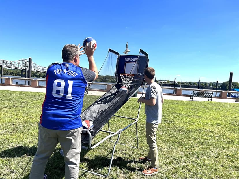 Pop-A-Shot Pop-Up Game | Arcade Basketball Inside, Out, and On The Go | Infrared Sensor Scoring | 3 Balls | Foldable, Portable, Tote Bag Included